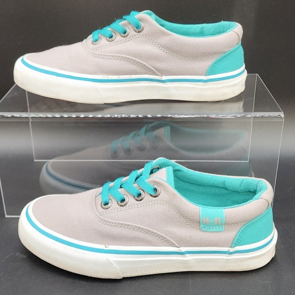 Harley-Davidson Shoes - Harley-Davidson 7 Grey Teal Canvas Low Top Sneakers Biker Skater Casual Walking